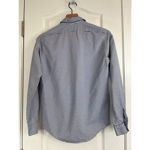 VTG J Crew Button Up Shirt Blue White Stripe Cotton Long Sleeve Women's 2 - Picture 3 of 9